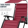 image:imageBest Choice Products Oversized Padded Zero Gravity Chair wCanopy Headrest Cup Holder Side Tray Folding Outdoor Patio Recliner Lounger  BeigeBurgundy
