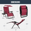 image:imageBest Choice Products Oversized Padded Zero Gravity Chair wCanopy Headrest Cup Holder Side Tray Folding Outdoor Patio Recliner Lounger  BeigeBurgundy