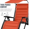 image:imageBest Choice Products Oversized Padded Zero Gravity Chair wCanopy Headrest Cup Holder Side Tray Folding Outdoor Patio Recliner Lounger  BeigeBurnt Orange