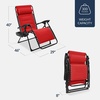 image:imageBest Choice Products Oversized Padded Zero Gravity Chair wCanopy Headrest Cup Holder Side Tray Folding Outdoor Patio Recliner Lounger  BeigeCrimson Red
