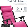 image:imageBest Choice Products Oversized Padded Zero Gravity Chair wCanopy Headrest Cup Holder Side Tray Folding Outdoor Patio Recliner Lounger  BeigeHot Pink