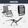 image:imageBest Choice Products Oversized Padded Zero Gravity Chair wCanopy Headrest Cup Holder Side Tray Folding Outdoor Patio Recliner Lounger  BeigeIce Gray