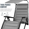 image:imageBest Choice Products Oversized Padded Zero Gravity Chair wCanopy Headrest Cup Holder Side Tray Folding Outdoor Patio Recliner Lounger  BeigeIce Gray