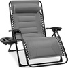 image:imageBest Choice Products Oversized Padded Zero Gravity Chair wCanopy Headrest Cup Holder Side Tray Folding Outdoor Patio Recliner Lounger  BeigeIce Gray