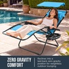 image:imageBest Choice Products Oversized Padded Zero Gravity Chair wCanopy Headrest Cup Holder Side Tray Folding Outdoor Patio Recliner Lounger  BeigeLight Blue