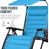 image:imageBest Choice Products Oversized Padded Zero Gravity Chair wCanopy Headrest Cup Holder Side Tray Folding Outdoor Patio Recliner Lounger  BeigeLight Blue