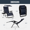 image:imageBest Choice Products Oversized Padded Zero Gravity Chair wCanopy Headrest Cup Holder Side Tray Folding Outdoor Patio Recliner Lounger  BeigeNavy Blue