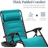 image:imageBest Choice Products Oversized Padded Zero Gravity Chair wCanopy Headrest Cup Holder Side Tray Folding Outdoor Patio Recliner Lounger  BeigePeacock Blue