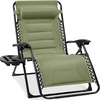 image:imageBest Choice Products Oversized Padded Zero Gravity Chair wCanopy Headrest Cup Holder Side Tray Folding Outdoor Patio Recliner Lounger  BeigeSage Green