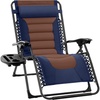 image:imageBest Choice Products Oversized Padded Zero Gravity Chair wCanopy Headrest Cup Holder Side Tray Folding Outdoor Patio Recliner Lounger  BeigeNavyBrown