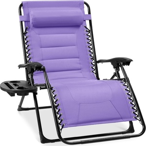 image:imageBest Choice Products Oversized Padded Zero Gravity Chair wCanopy Headrest Cup Holder Side Tray Folding Outdoor Patio Recliner Lounger  BeigeViolet